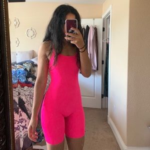 Neon pink unitard
